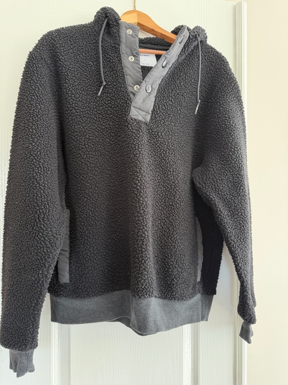 Old Navy Charcoal Black Sherpa Fleece Pullover Hoodie